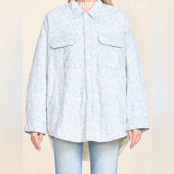 Denimist Montuak, NY blue Floral Shirt Jacket NWOT Sz Medium